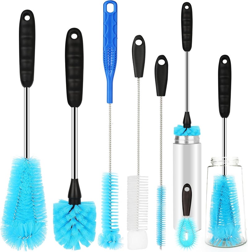 AnDock 6 Pack Bottle Brush Cleaner Set, Long Handle Stainless Steel Water Bottle Cleaner Brush for Washing Sport Bottles, Narrow Neck Bottle, Baby Bottles, Dish, Flask, Straw, Cup Cover - Image 1